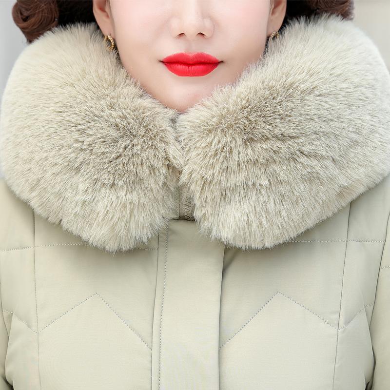 Middle-aged Women's Winter Coats New Casual Thick Warm Women's Jackets Hooded Fur Collar Long Parkas