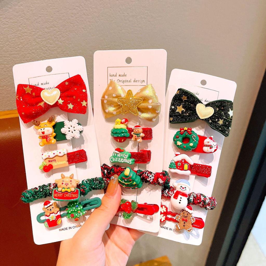 Милые детские заколки для волос в виде Санта-Клауса - 2025 Рождественские заколки-уточки для челки и боковые заколки для маленьких девочек