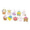 10Pcs Bunny Eggs Ornaments Easter Hanging Decorations Tree Desk Paper Tags Party Supplies