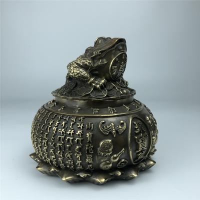 Антикварная Медная Золотая Жаба с Крышкой Сокровищница Копилка Подарок на Открытие Дома Магазина Украшение