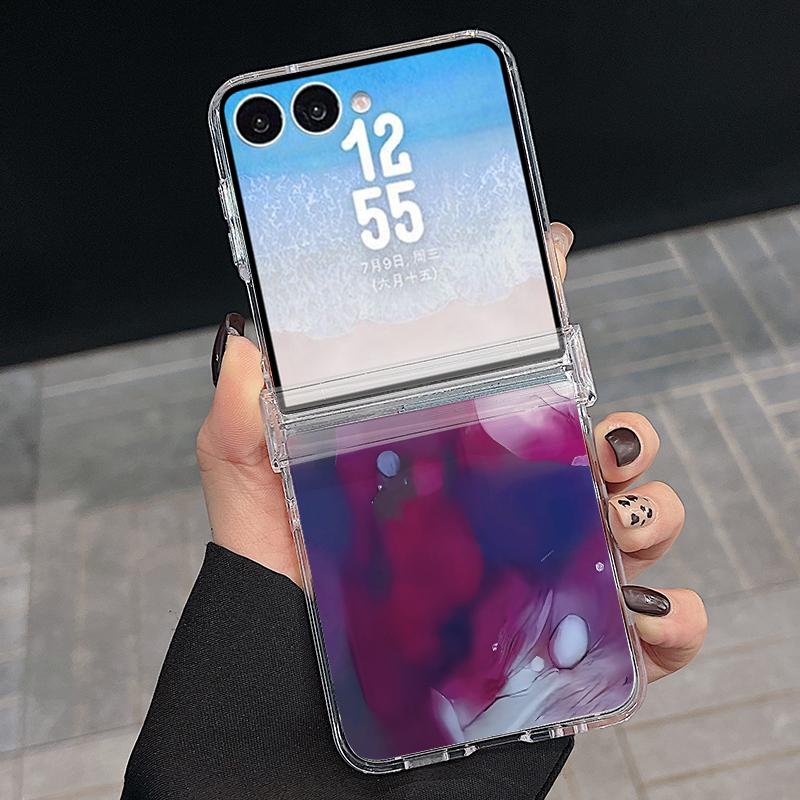 С шарниром, магнитный чехол для телефона для Samsung Z Flip 8 7 FE 6 5 4, цветной мраморный узор, жесткая складная крышка для телефона для Galaxy Z Flip8 Flip7 Flip6