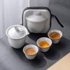 Light Luxury Ru Kiln Open Travel Tea Set Outdoor Portable One Pot Three Cups High-end Business Practical