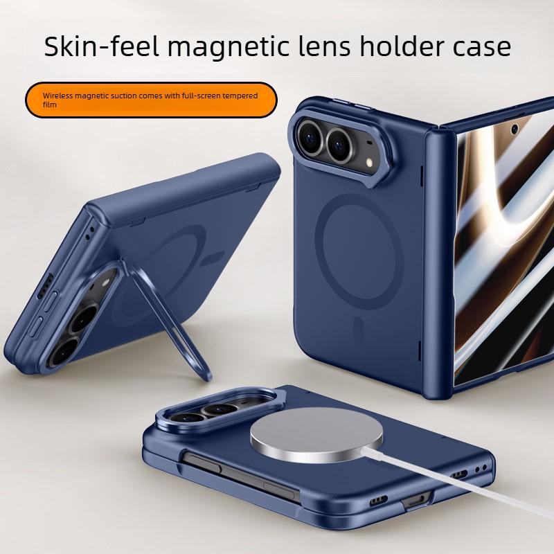 Case For iPhone Duo Fold Case Lens mount stand Protective Back Cover For MagSafe Magnetic Wireless Charging Phone Shell Funda