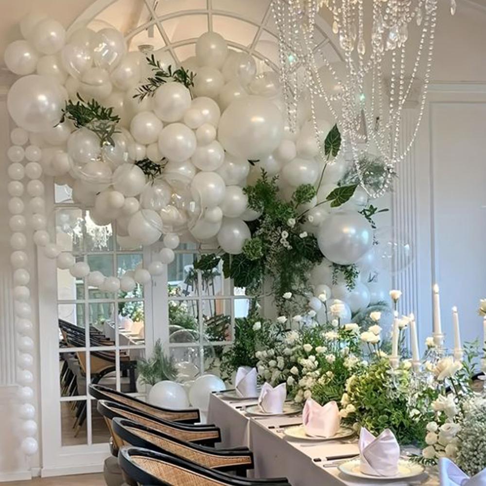 Matte Pure White Round Balloon Set Latex Helium Ballon Chain Girl Birthday Decoration Wedding Party Decor
