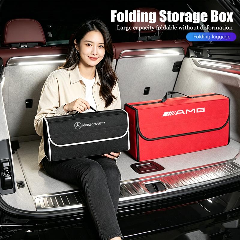 VFO1 Car Storage Bag Folding Travel Tidying Box Trunk Tools Case For Mercedes Benz AMG GLC W203 W206 W212 W201 GLE CLA W220 W205 W211