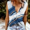 Women Tanks Sexy V Neck Sleeveless Summer Tops Vest 3D Marble Texture Print Cool Lightweight Tops