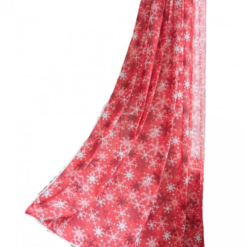Christmas Decorative Semi-Sheer Curtain Bedroom Door Or Cabinet Cotton-Linen Print Panel With Rod Pocket Festive Retro Style