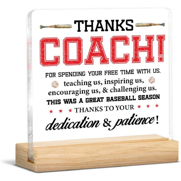 Baseball Coach Gifts for Men Women, Thank You Appreciation Gifts for Baseball Coach Clear Acrylic Desk Decorative Sign Home Office Decor