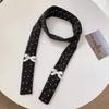 Polka Dot Knitted Scarf Y2K Long Narrow Scarves Cool Bow Wool Shawl  Outdoor