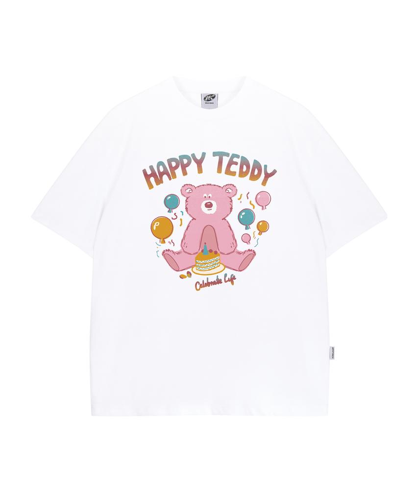 WILDROCK Hollysheesh Happy Bear Pigment Oversized Short Sleeve T-Shirt_6 Col (B Type)