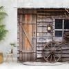 Винтажная деревянная дверь Шторка для душа, Фермерская амбарная дверь Колесо Подкова Пятиконечная звезда Деревянная доска Декор для ванной комнаты Домашний набор штор