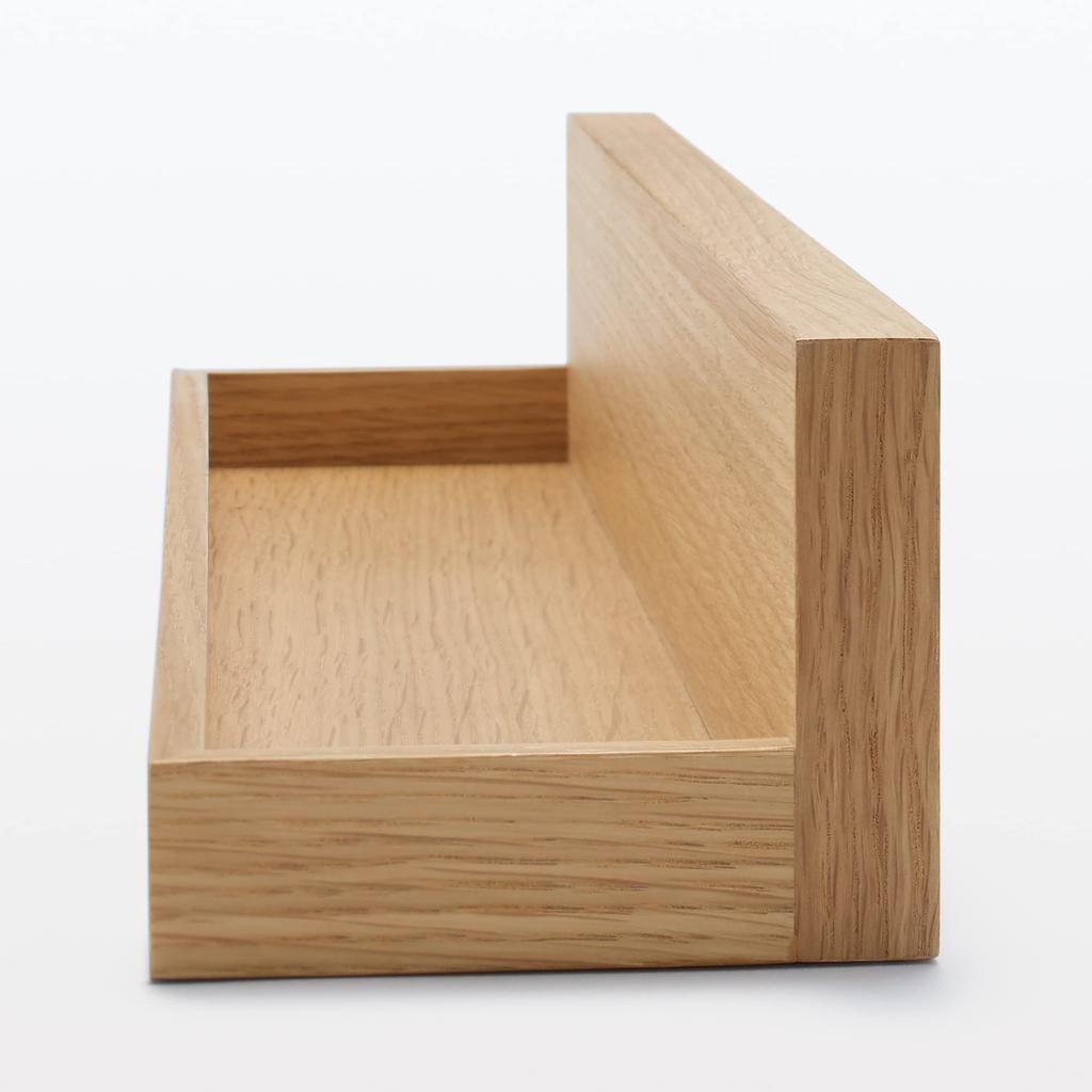 MUJI Furniture 44cm Wide x 10cm Deep x 8cm Oak 12939696 Wall-Mounted Tray, High, Veneer,