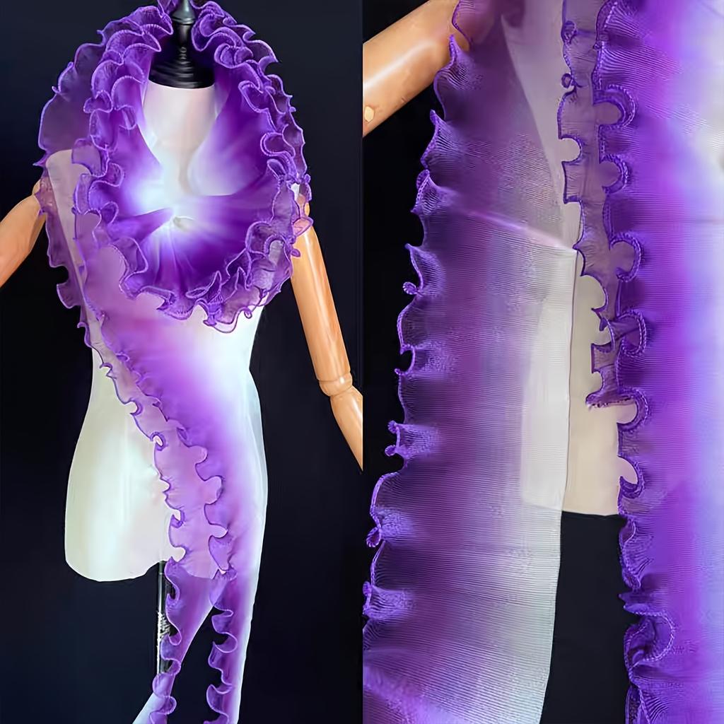 1.83 Meter of Mermaid Magic Yarn Gradient Ruffle 3D Pleated Large Lace Fabric, Suitable for Fabric Decoration Sewing Accessories