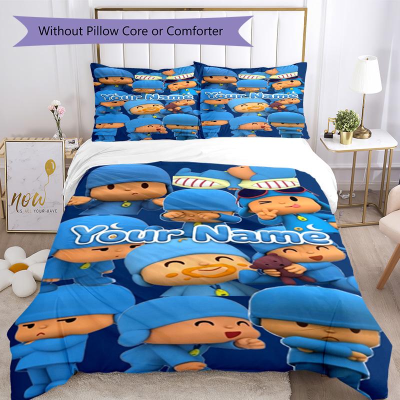 Pocoyo Personalized Name Bed Linens Suitable for Bedrooms Breathable Duvet Cover Custom Room Decor Best for Christmas