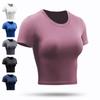 Women's Workout Crop Tops Short Sleeve Blouse Female Gym T Shirt Compression Running Yoga Tights Clothing