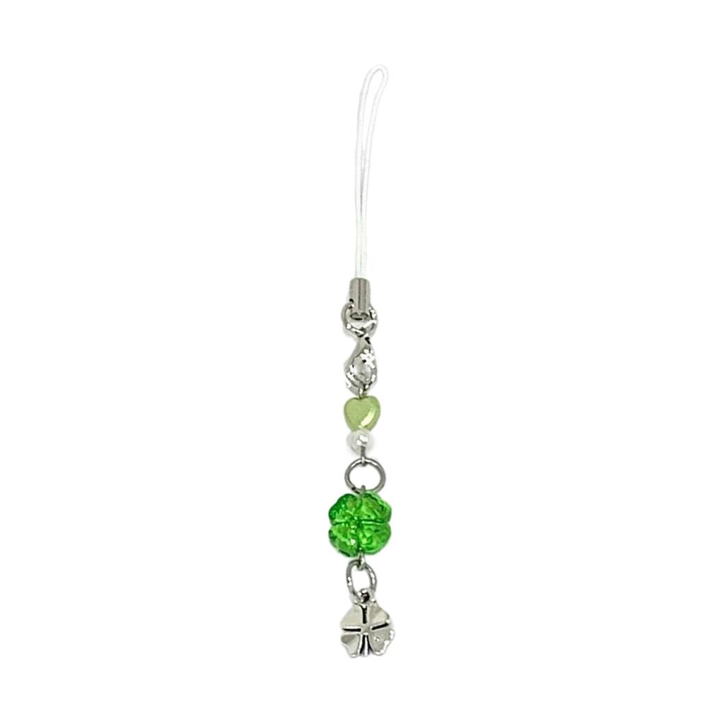 Four Leaf Clovers Pendant Keychain Unique Phone Strap Accessory Detachable Mobile Phone Charm for Good Luck Happiness