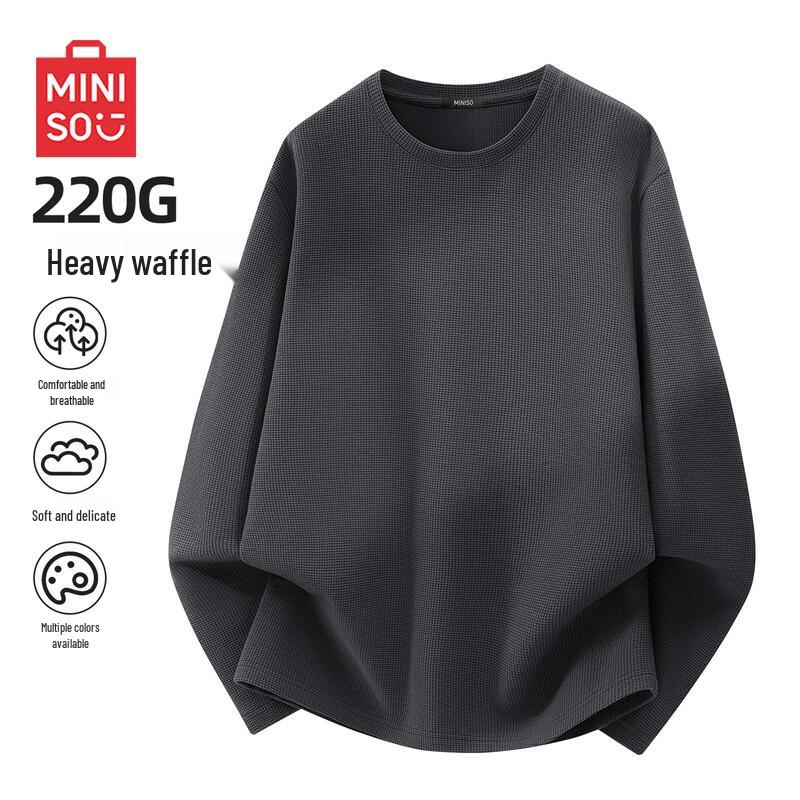 MINISO Мужская вафельная футболка с длинным рукавом