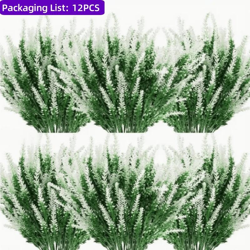 12pcs Artificial Lavender Flower Bouquets - Realistic Plastic Flowers for Home, Garden, Wedding, Holiday, Party Decor