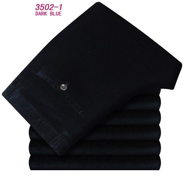 Autumn Winter Velvet Corduroy Pants Men Business Casual Pants Loose Elastic Middle-aged Straight Fleece Thick Corduroy Trousers