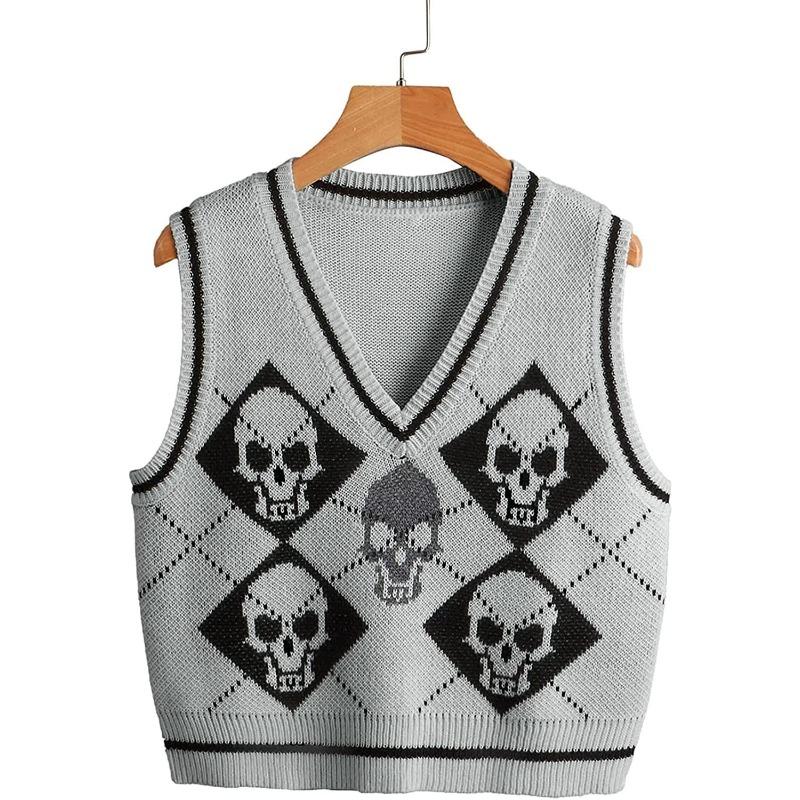 VEZFAA Women's Fashion Casual Summer Spring Sleeveless V-Neck Sweaters