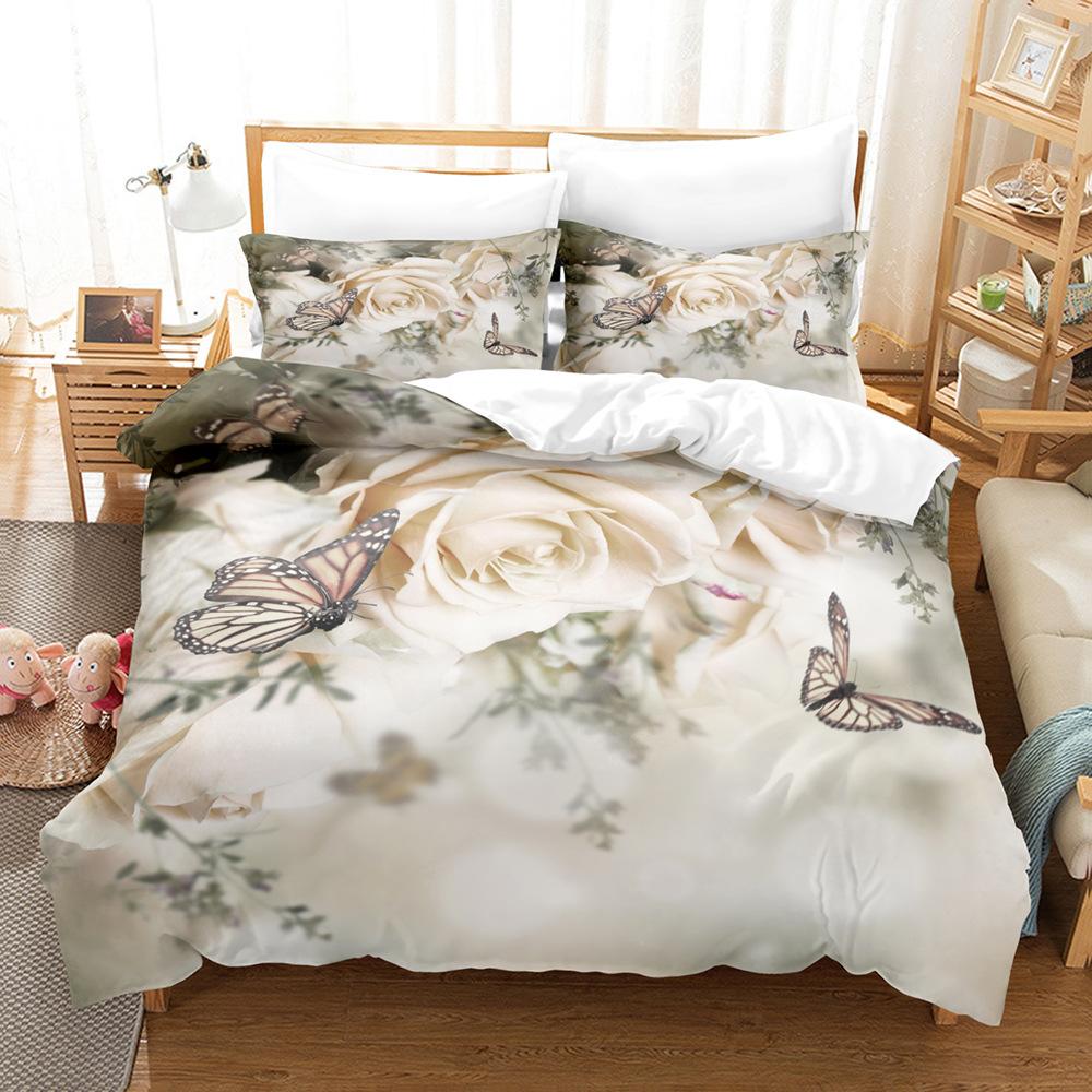Постельное белье Розовая роза с 3D-печатью, роскошное, гладкое, дышащее, размеры Кинг, Квин, Твин, комплект пододеяльника для детей, девочек, подарок на день рождения