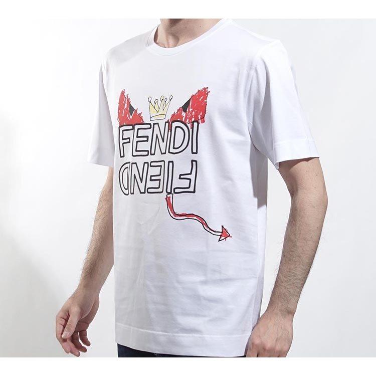 Fendi Футболки Мужские Белые С Круглым Вырезом Умеренный Прямой Крой FY0936A6ZOF0QA0