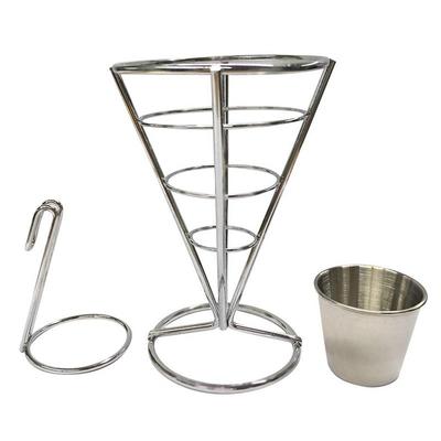 Кухонные принадлежности для ресторанов Подставка для картофеля фри Подставка для жарки Конусная металлическая проволочная корзина с соусницами Подносы для сервировки Блюдо для вечеринок