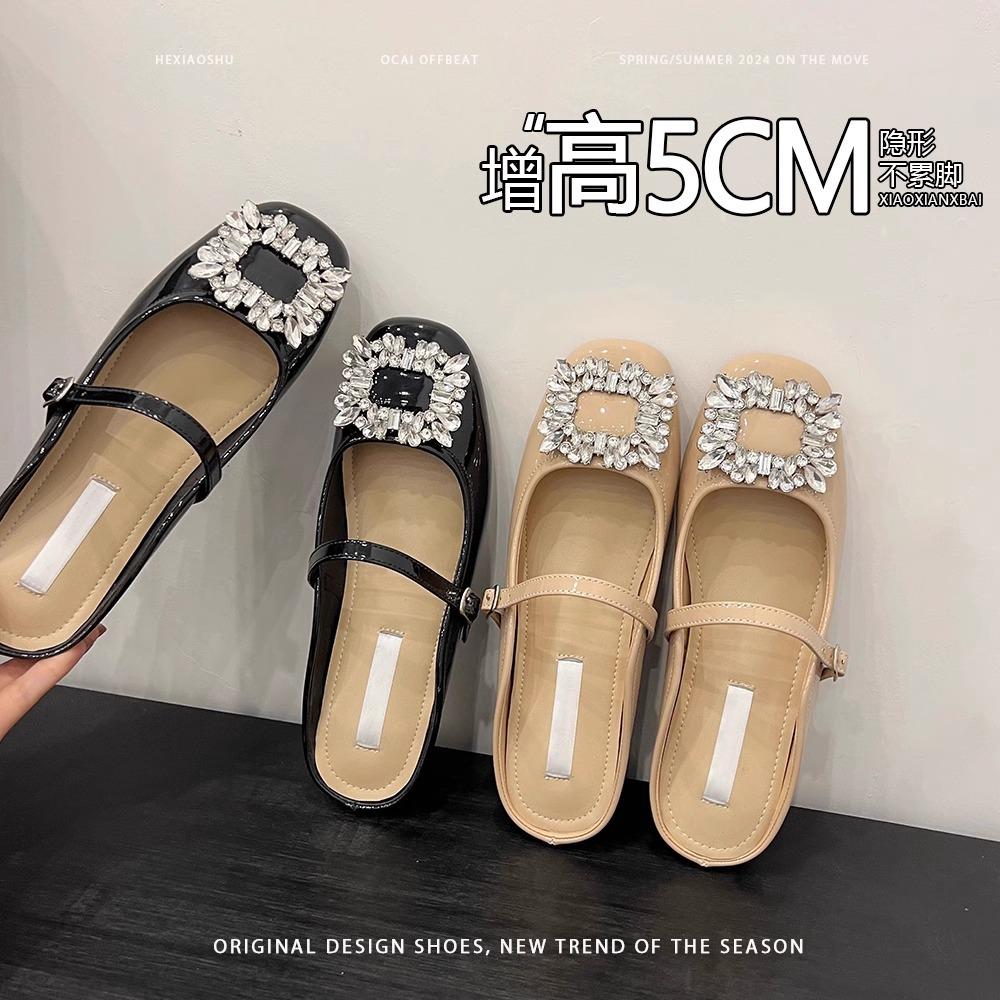 Версия из овчины~ 5 см увеличение высоты сумки голова крутые тапочки женские новые модели красивые и не утомляют ноги полутапочки женские