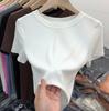 Summer Short Sleeve T Shirt White Tees Women Plus Size Slim Fit Outer Wear with Round Neck Solid Color Soft Comfortable T Shirt Thin