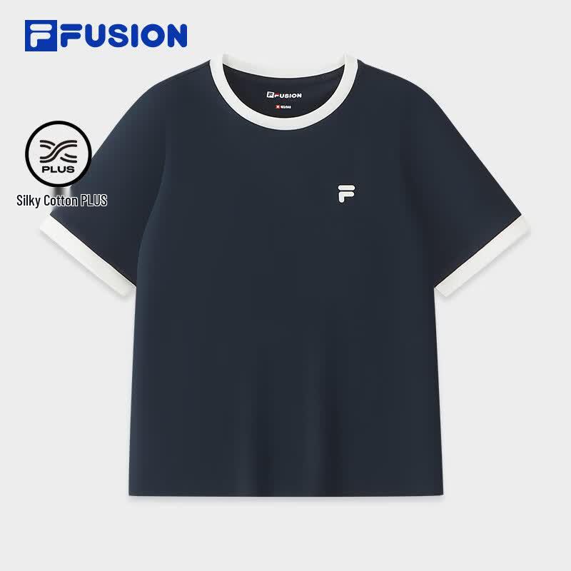 FILA FUSION Women's Slim Fit Knitted Short Sleeve Top