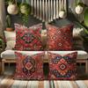 Exquisite Ethnic - Style Pillow Cover: Intricate Geometric Patterns In Vibrant Reds and Blues,Sofa Decoration Cushion Cover