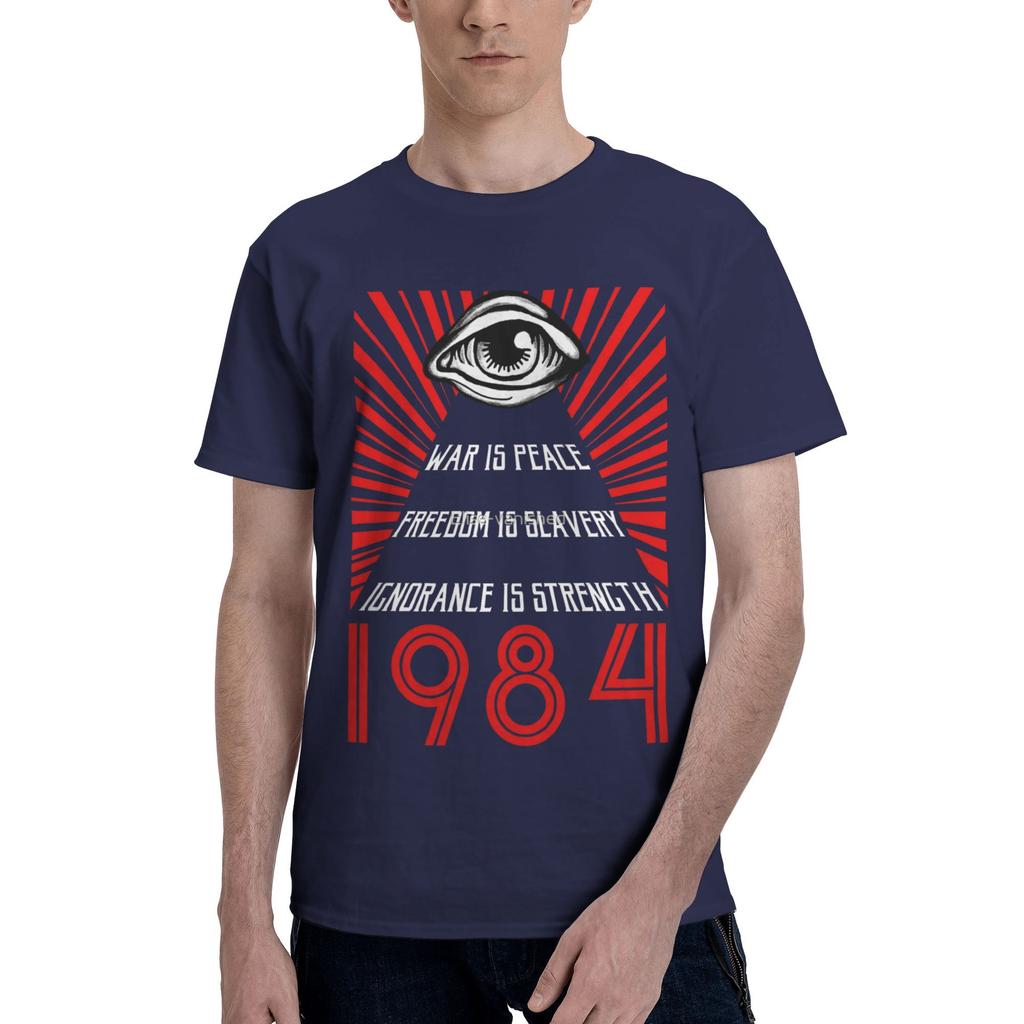 1984 George Orwell Big Brother Printed TShirt Couple Y2K Fun Cotton T Shirts Summer Round Neck Leisure Tees Oversized Tops
