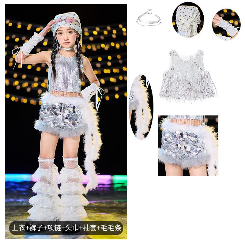 Girls Hip Hop Dance Outfit Jazz Performance Set Kids Cool Streetwear Stage Show