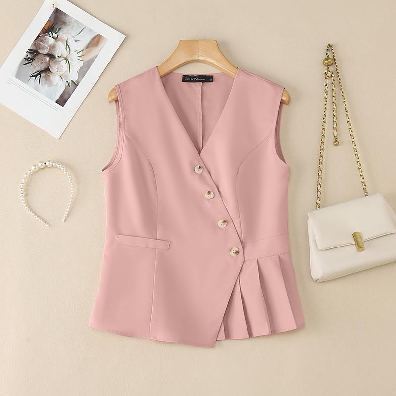 ZANZEA Women Summer V-Neck Casual Sleeveless Vest Tops
