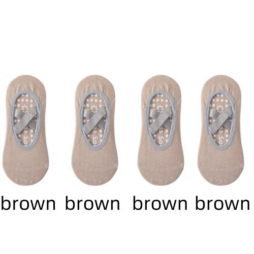 1/ 4Pair Professional Women Yoga Sock Silicone Anti-slip Ballet Pilates Socks Women Backless Breathable Bandage Yoga Sport Socks