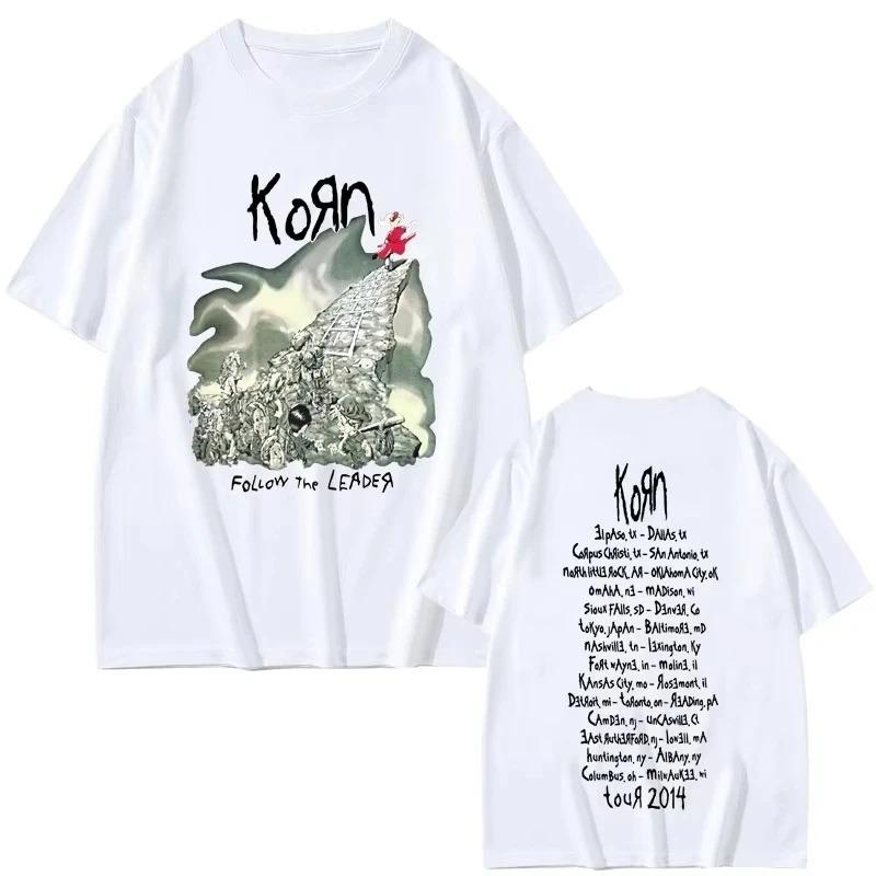 Korn Рок-группа Follow The Leader Тур Футболка Унисекс Винтажная Графическая Футболка Унисекс Металл Готика Стиль Харадзюку Футболка с коротким рукавом