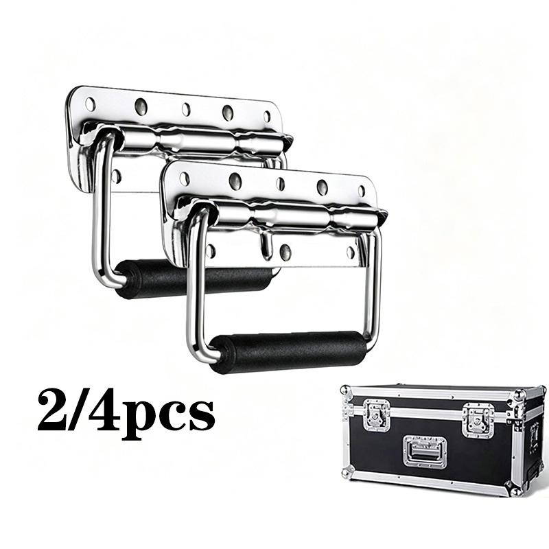 Metal Speaker Box Handle Easy Mount Black Spring Rubber Grip 4Pcs for Heavy Transport Flight Cases