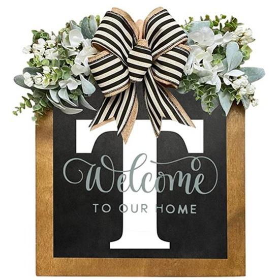 Модная дверная табличка без заусенцев с бантиком, начальная фамилия, год, поставка приветственных подарков в фермерском доме