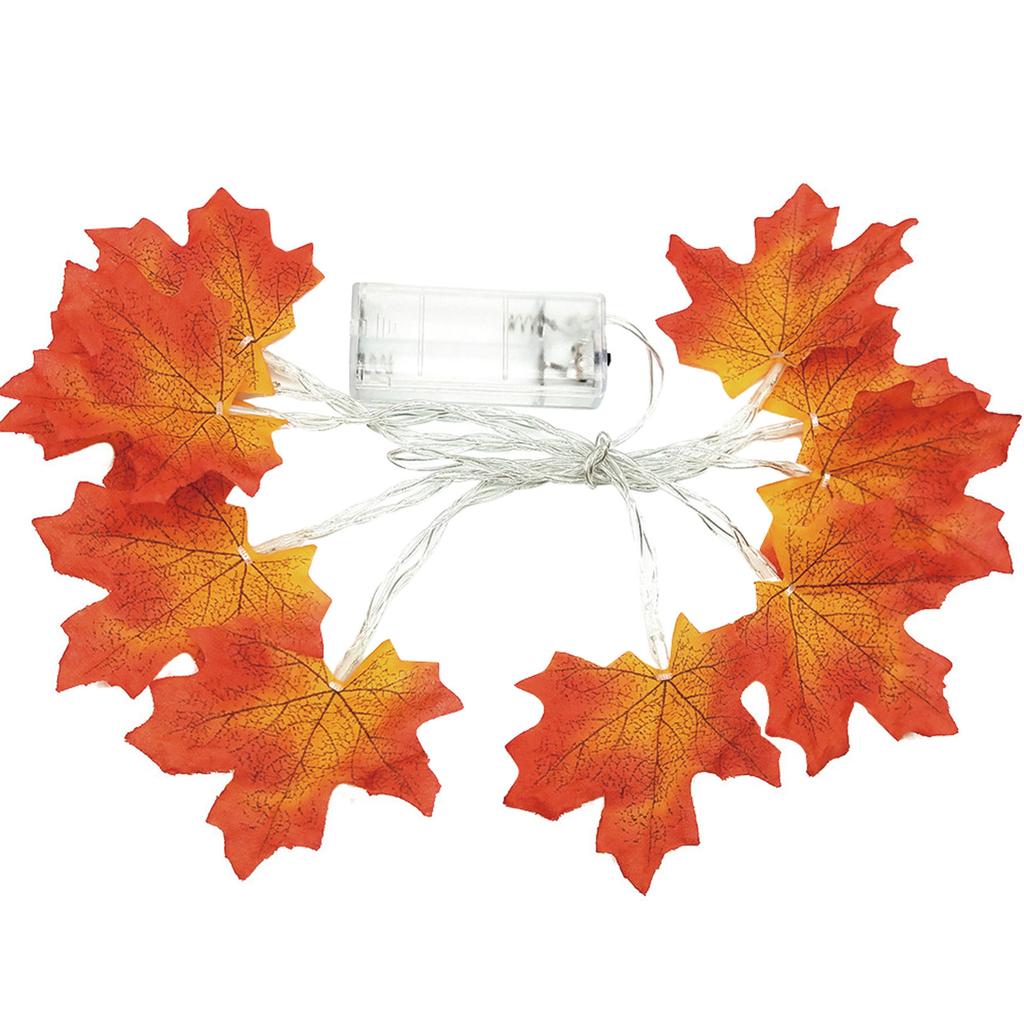 1.5M 10LED Lighted Fall   Maple Leaves Garland Halloween Decoration