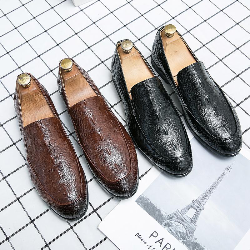 Mens Crocodile Leather Fashion Designer Business Luxury Dress Formal Wear-resistant Wedding Man Footwear Loafers Shoes for Men