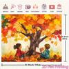 2D Autumn Reading Kids Backdrop, Fall Tree Book Scene Wall Hanging