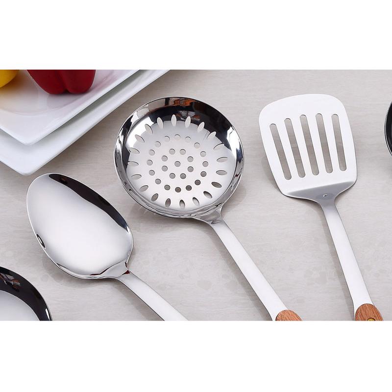 HANYANG Stainless Steel Spatula Soup Spoon Kitchen Cooking Spatula Spoon Loaded Frying Fish Spatula Leak Spoon Large Leak Spoon