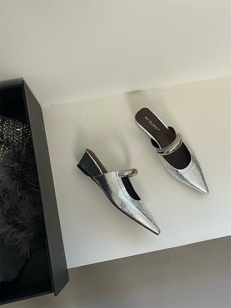 Ladies Pointed Simple Slingback Sandals for Women Summer New Style Ladies Fashion Closed Toe Square Root Women Slippers