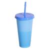 Color Changing Plastic Tumbler with Straw 24oz Reusable Cold Water Cup