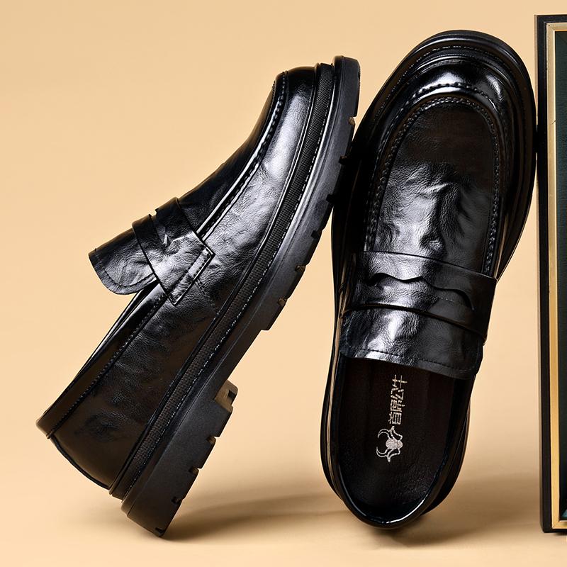 Модные мужские повседневные туфли из кожи, классические мужские туфли в ретро-британском стиле, мужские мокасины для вождения на плоской подошве