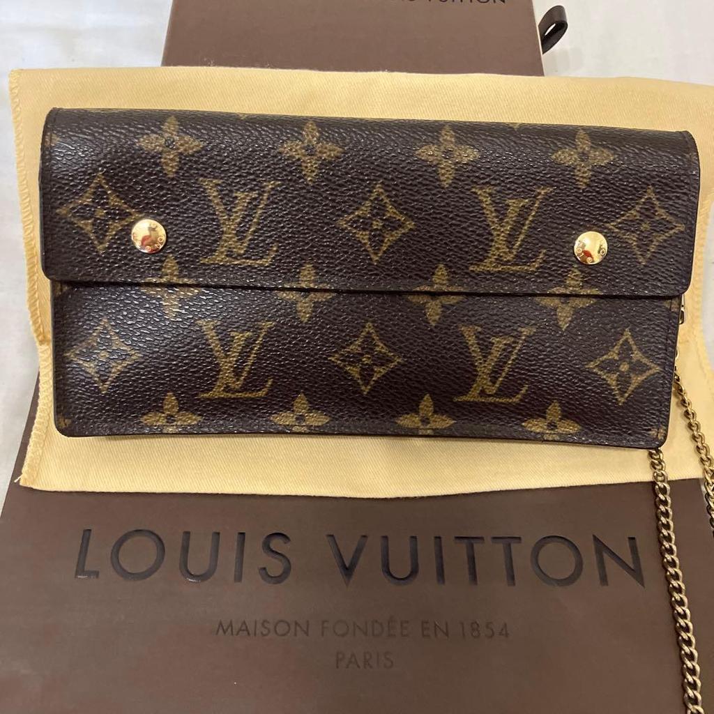 Used Louis Vuitton Monogram Portefeuille Accordion with chain, box, dust bag, and storage bag