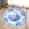 Винтажный сине-белый фарфоровый деревенский круглый ковер гостиная богемная спальня декор моющийся противоскользящий коврик