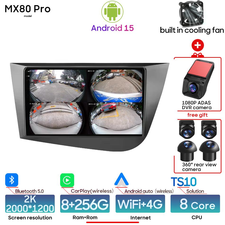 Android pour Seat Leon 2 MK2 2005 - 2012 lecteur multimédia de voiture sans fil Carplay unité principale automatique Radio stéréo Navigation GPS 2din