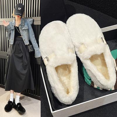 Туфли Мао Мао женские зимние на плоской подошве новые ленивые туфли хлопковые туфли теплые Дуду женские туфли