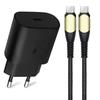 Charger - E.F.CONNECTION - 25W Adapter - 60W USB-C Cable - Compatible iPhone 15/16 - Black
